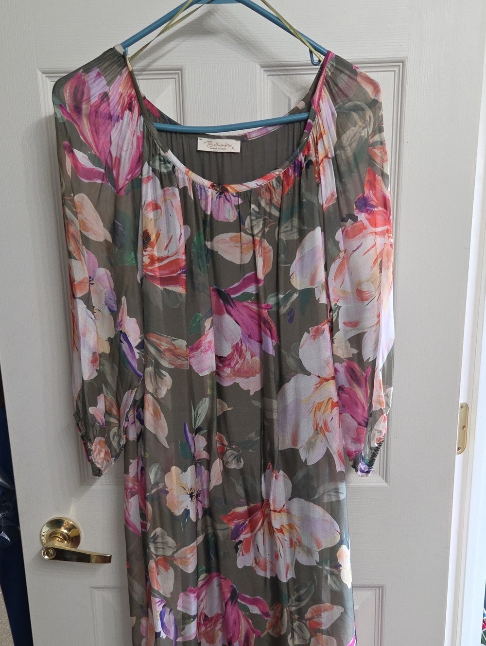 Floral Women's Top - Multi Pink on Gray